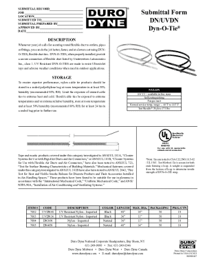 Job Submittal Form for DYN-O-TIES