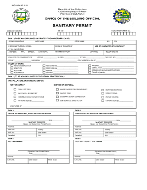 Philippines Sanitary Permit Form A-05