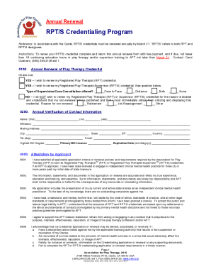 Annual Renewal of Play Therapy Credential