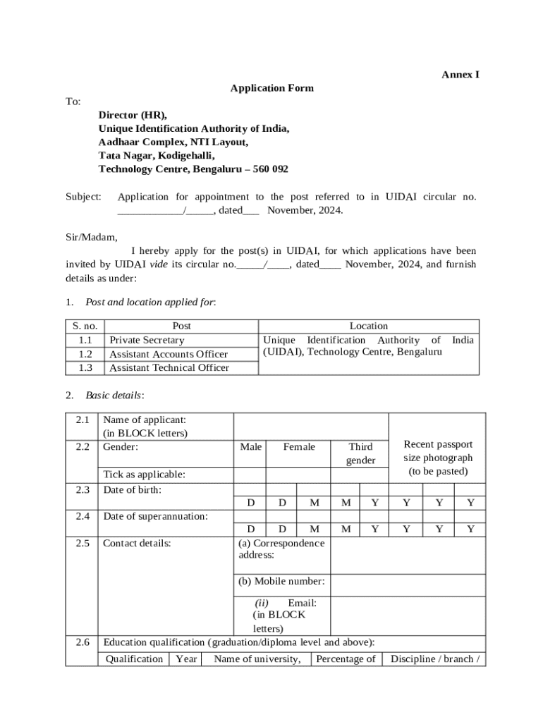 Uidai Mlc Form UIDAI Application Form - Blank Fillable Template | Fill Out, Print ...