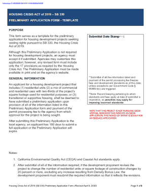 Housing Crisis Act Preliminary Application Form