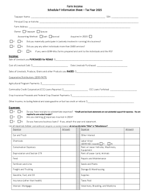 Farm Income Schedule F Information Sheet
