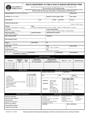 South Carolina Disease Reporting Form