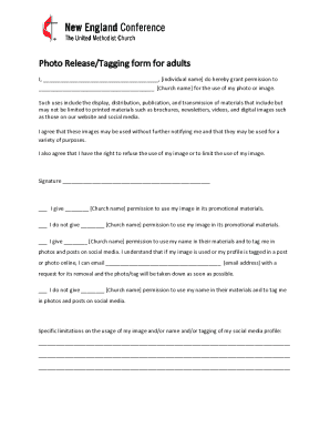Photo Release Tagging Form for Adults