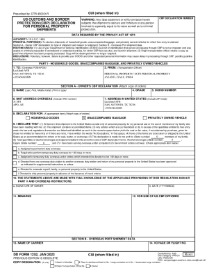 US CBP Declaration for Personal Property Shipments