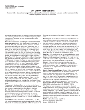 Colorado Retail Sales Tax Return for Occasional Sales