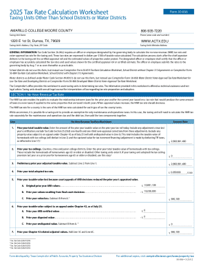 Texas Tax Rate Calculation Worksheet Form 50-856
