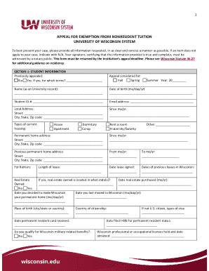 Appeal for Exemption from Nonresident Tuition