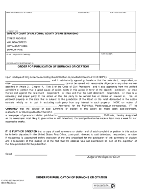 California Order for Publication of Summons or Citation