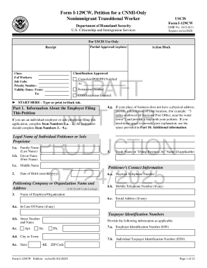 Form I-129CW Petition for CNMI Nonimmigrant Transitional Worker