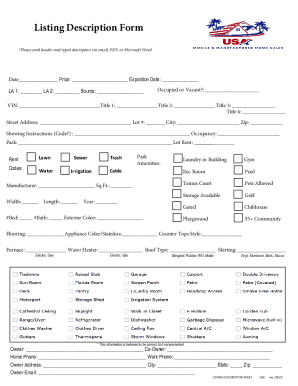Listing Description Form