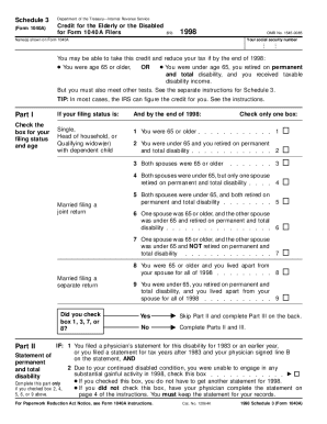 Schedule 3 Credit for the Elderly or Disabled