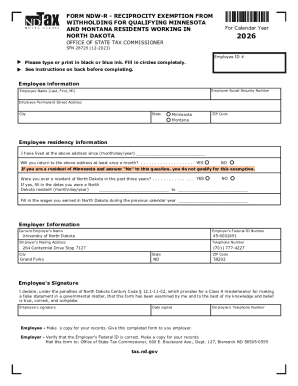 North Dakota Reciprocity Exemption Form