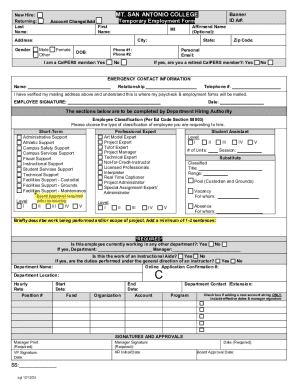 Mt. San Antonio College New Hire Form