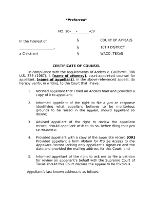 Certificate of Counsel