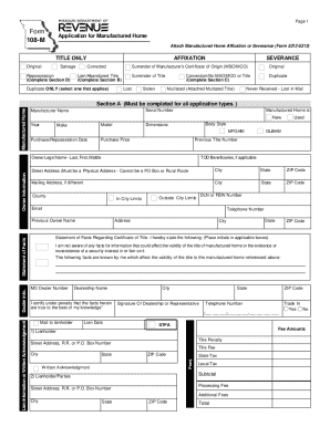 Missouri Manufactured Home Title Application