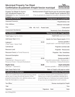 Municipal Property Tax Sheet