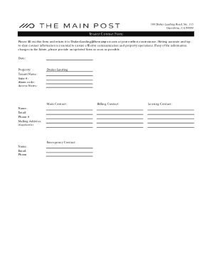 Tenant Contact Form