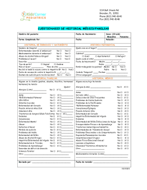 Medical Family History Form