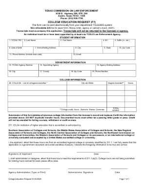 Texas College Education Request Form F7