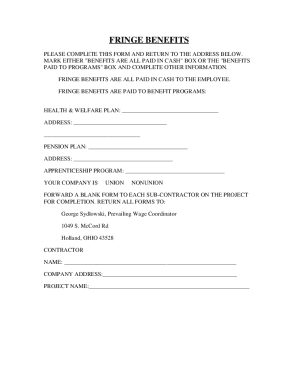 Fringe Benefits Form