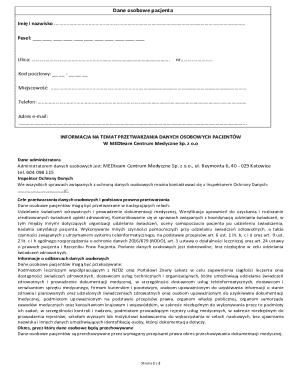 Patient Personal Data Form