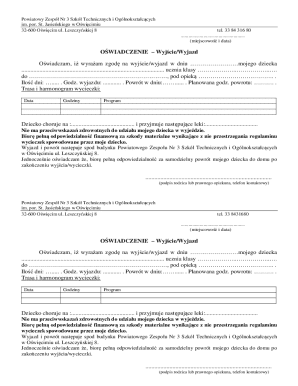 School Excursion Permission Form
