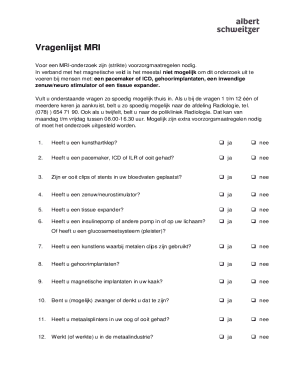 MRI Safety Screening Form