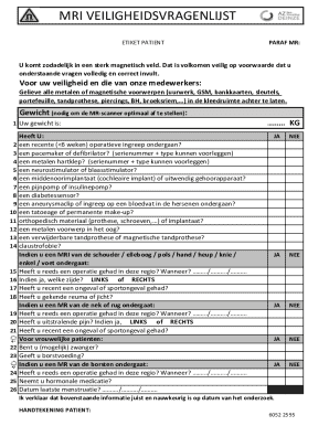 MRI Safety Questionnaire