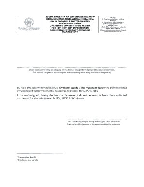 Patient Consent Form for HIV HCV HBV Testing