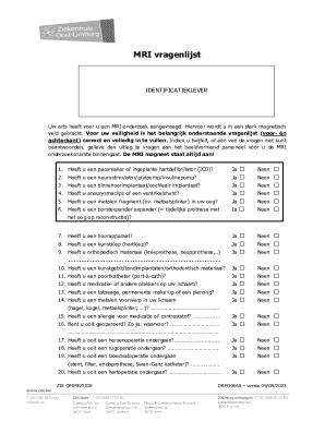 MRI Safety Screening Form