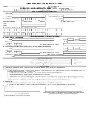 Bank Spółdzielczy Debit Card Application