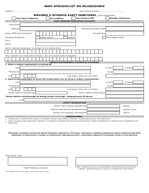 Bank Spółdzielczy Debit Card Application