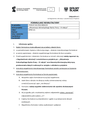 Recruitment Form for Dolnośląskiego Rynku Pracy Project