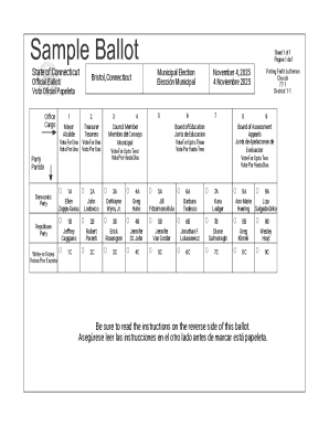 Connecticut Municipal Election Ballot