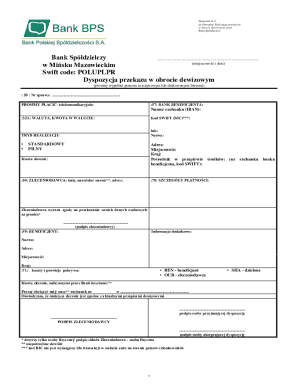 Bank Spółdzielczy Foreign Exchange Transfer Form