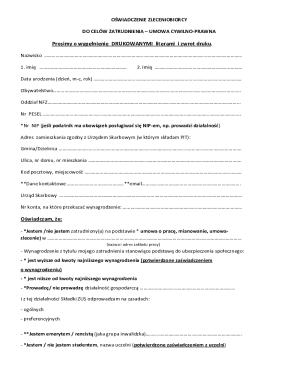 Oświadczenie Zleceniobiorcy Employment Form