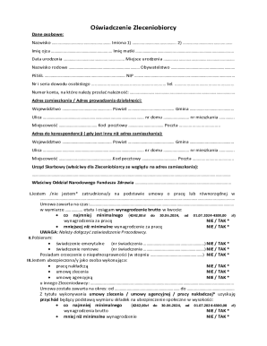 Oświadczenie Zleceniobiorcy