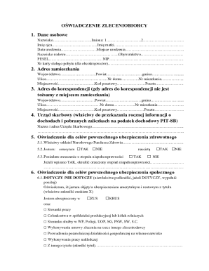 Oświadczenie Zleceniobiorcy