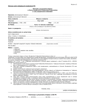 Polish Student Housing Application Form