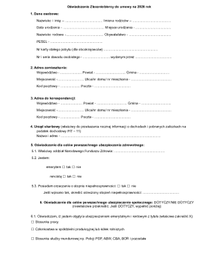 Oświadczenie Zleceniobiorcy for 2026