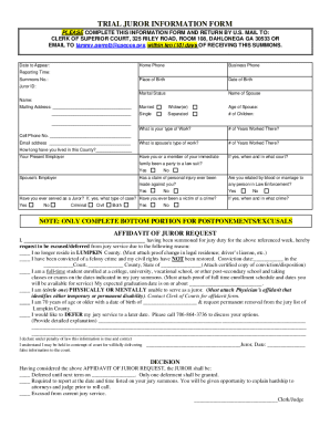 Trial Juror Information Form