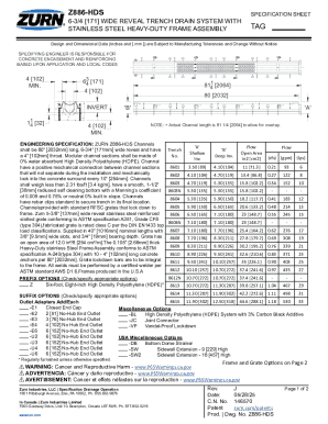 Z886-HDS Trench Drain System Specification Sheet