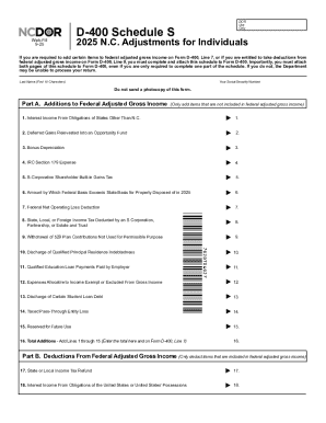 North Carolina D-400 Schedule S