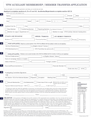 VFW Auxiliary Membership Application