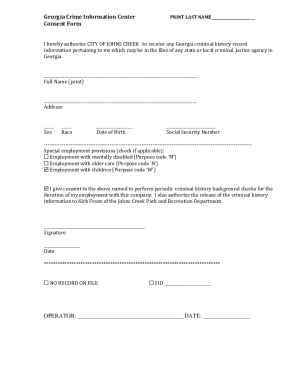 Georgia Crime Information Center Consent Form