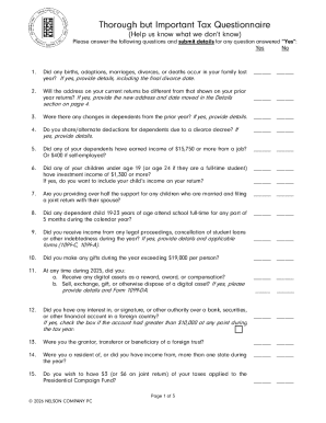 2025 US Federal Tax Questionnaire