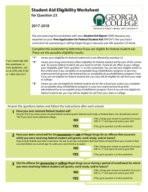 Student Aid Eligibility Worksheet