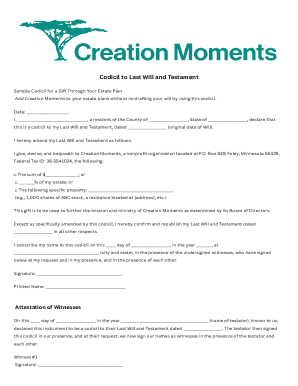 Codicil to Last Will and Testament