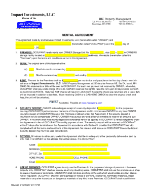 Storage Unit Rental Agreement
